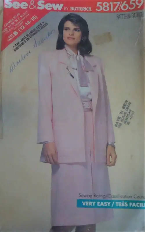 BUTTERICK 5817 JACKET & SKIRT SIZE B12-14-16 COMPLETE & SUPPLIED IN AN ENVELOPE -  SEWING PATTERN