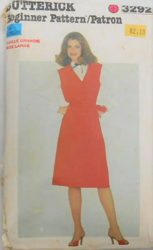 BUTTERICK 3292 PINAFORE DRESS SIZE LARGE 38-40 COMPLETE SEWING PATTERN