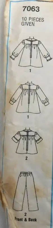 SIMPLICITY 7063 GIRLS DRESS-TOP & PANTS SIZE 3 YEARS-CHEST 56 CM COMPLETE -  SEWING PATTERN