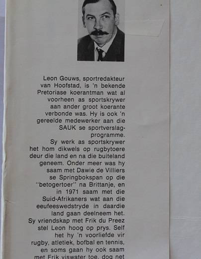 Frik du Preez. Rugbyreus deur Leon Gouws
