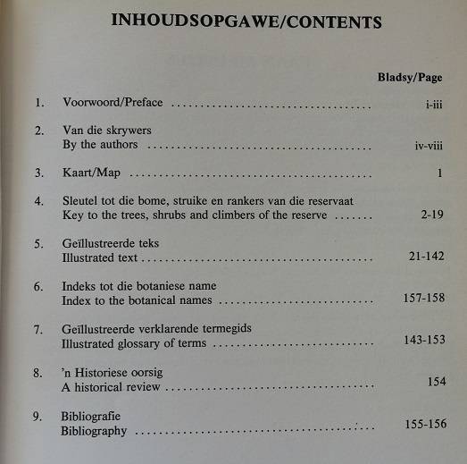 Veldgids Bome, struike en rankers van die Faan Meintjes-Natuurreservaat deur D.J.Botha/ de Villiers