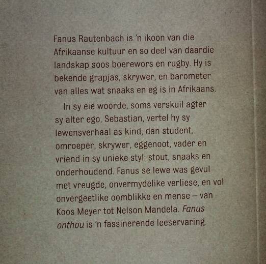 Fanus onthou en Sebastian lieg in die mou deur Fanus Rautenbach