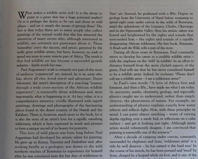 Desert Adventure by Paul Augustinus. In search of wilderness in Namibia and Botswana.