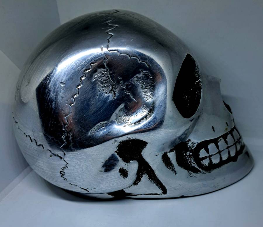 One of a kind Real Metal Skull Sculpture