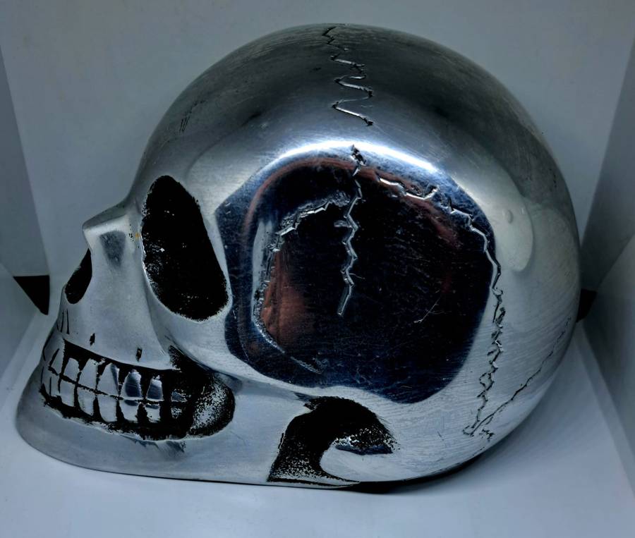One of a kind Real Metal Skull Sculpture