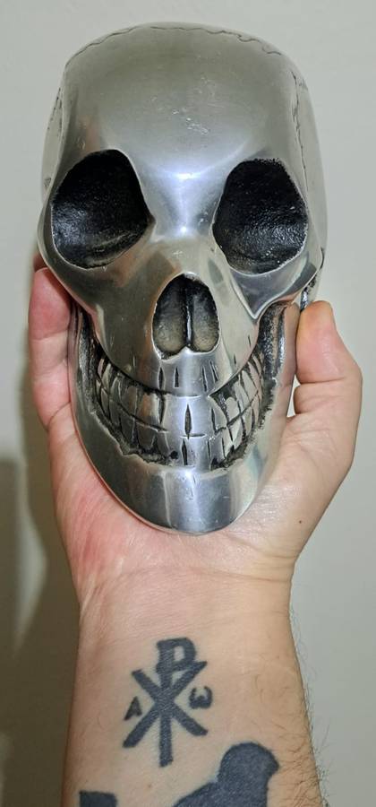 One of a kind Real Metal Skull Sculpture