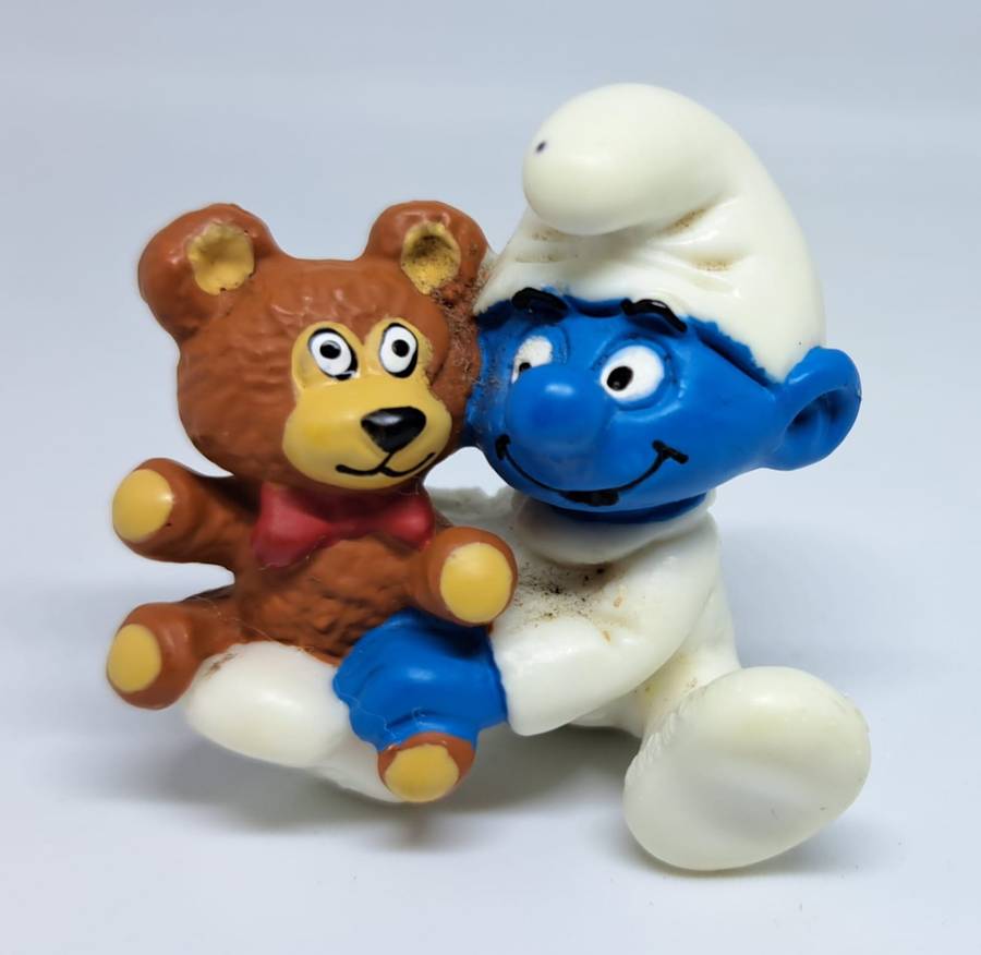 1984 Peyo - Baby Smurf with Teddy Figure - Excellent Condition