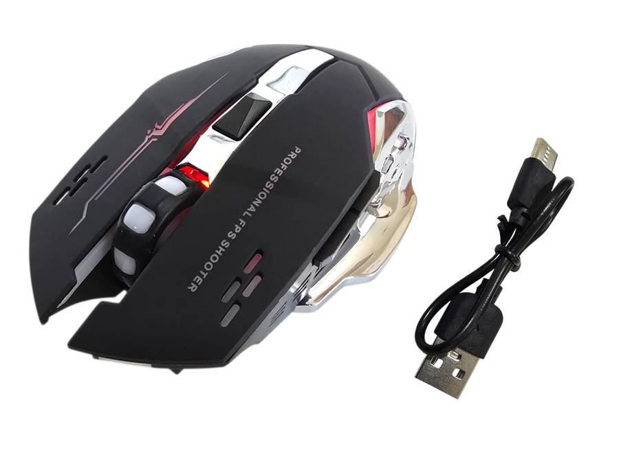 LED Illuminated Wireless 2.4Ghz + Bluetooth Gamers Mouse - Rechargable - Soft Touch + USB Receiver