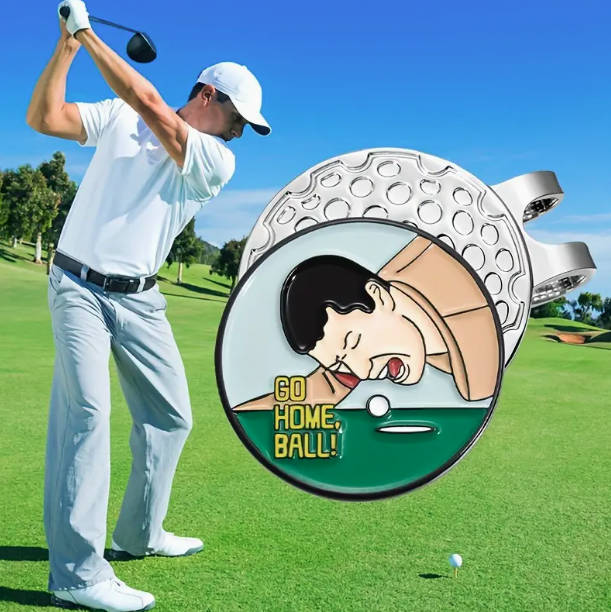 Golf Ball Marker with Magnetic Hat Clip - Happy Gilmore Themed - Go Home Ball - Great Gift