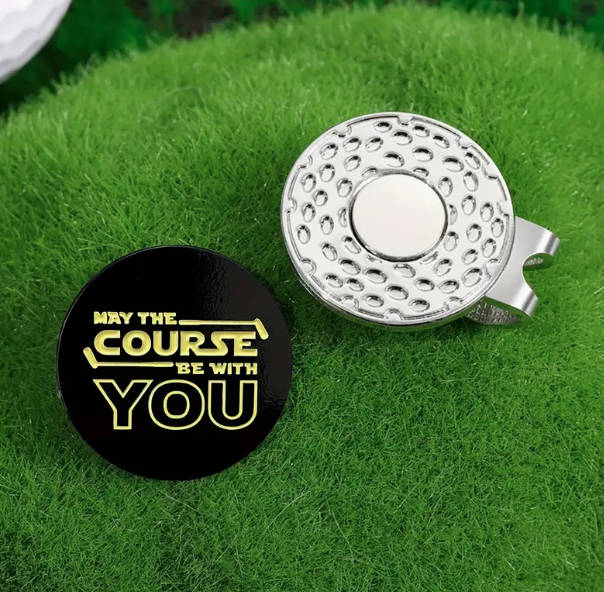 Golf Ball Marker with Magnetic Hat Clip - May The Course Be With You - Great Gift
