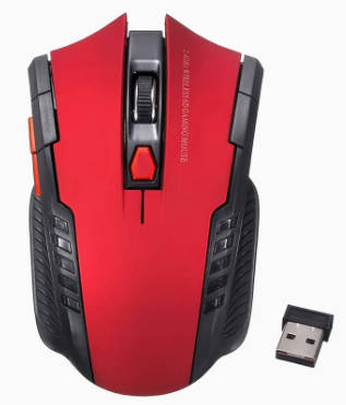 RED Wireless 2.4Ghz Mouse - with USB Receiver (AAA Batteries Included)