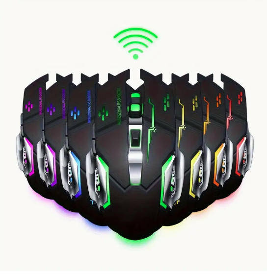 LED Illuminated Wireless 2.4Ghz + Bluetooth Gamers Mouse - Rechargable - Soft Touch + USB Receiver