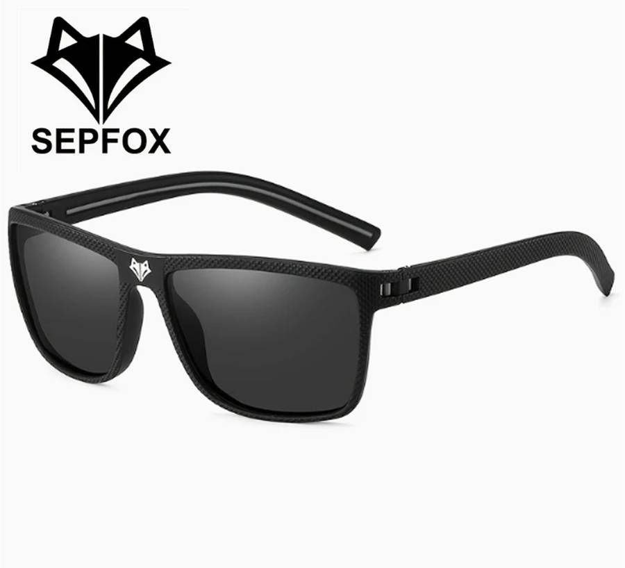 NEW! SEPFOX Polarized Sunglasses -  Textured Matte Black Frame - Black Polarized Lenses