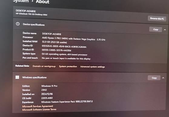 HP EliteDesk 705 G5 AMD Ryzen 5 Pro 3400 512GB SSD 1TB HDD 32GB RAM Mini PC