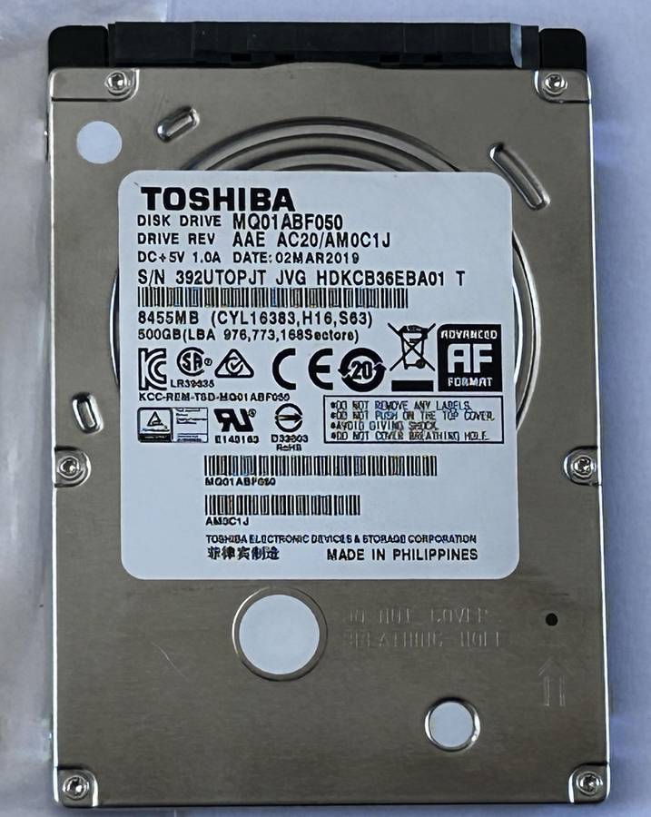 Toshiba 500GB Laptop HDD