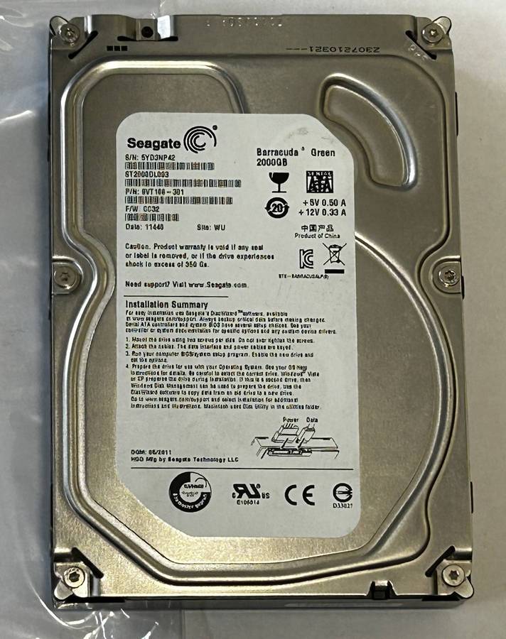 Seagate Barracuda Green 2TB Desktop HDD