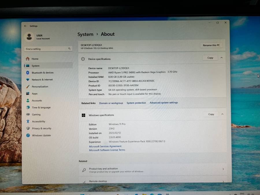 HP EliteDesk 705 G5 3400G Desktop Mini AMD Ryzen 5 Pro 3400 420GB SSD 8GB RAM