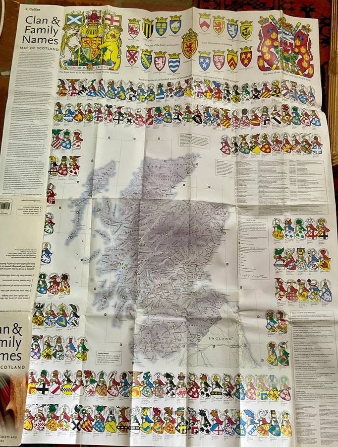 Clan and Family Names Map of Scotland (Pictorial Map)