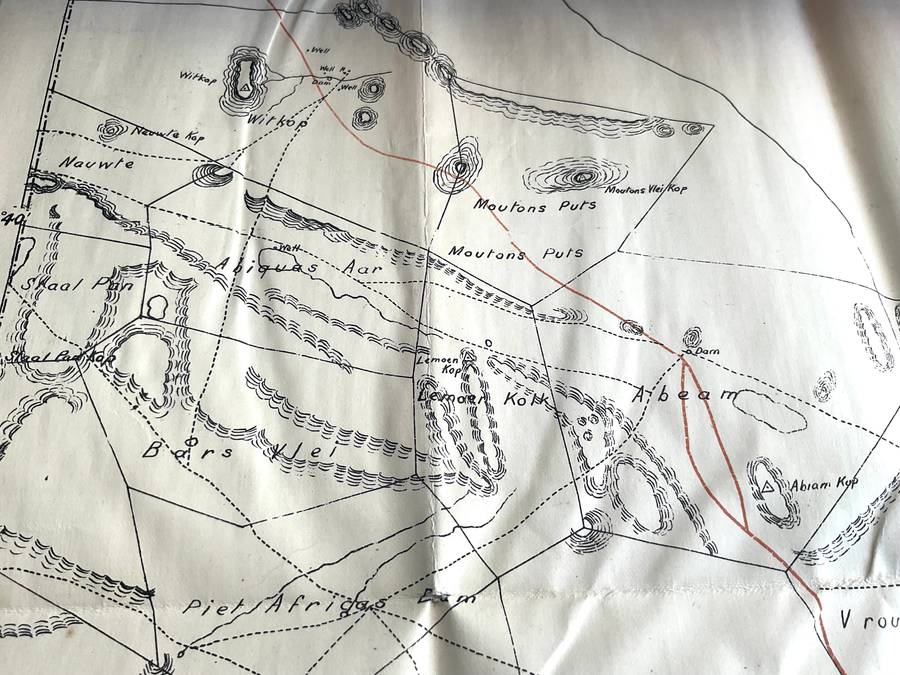 Old Canvas Map of Upington Area