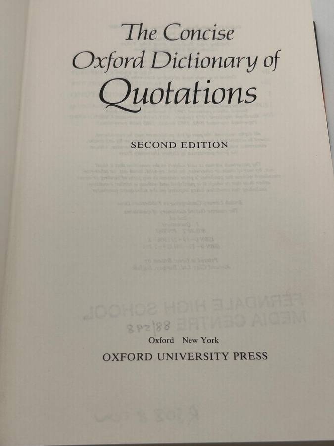 The Concise Oxford Dictionary of Quotations