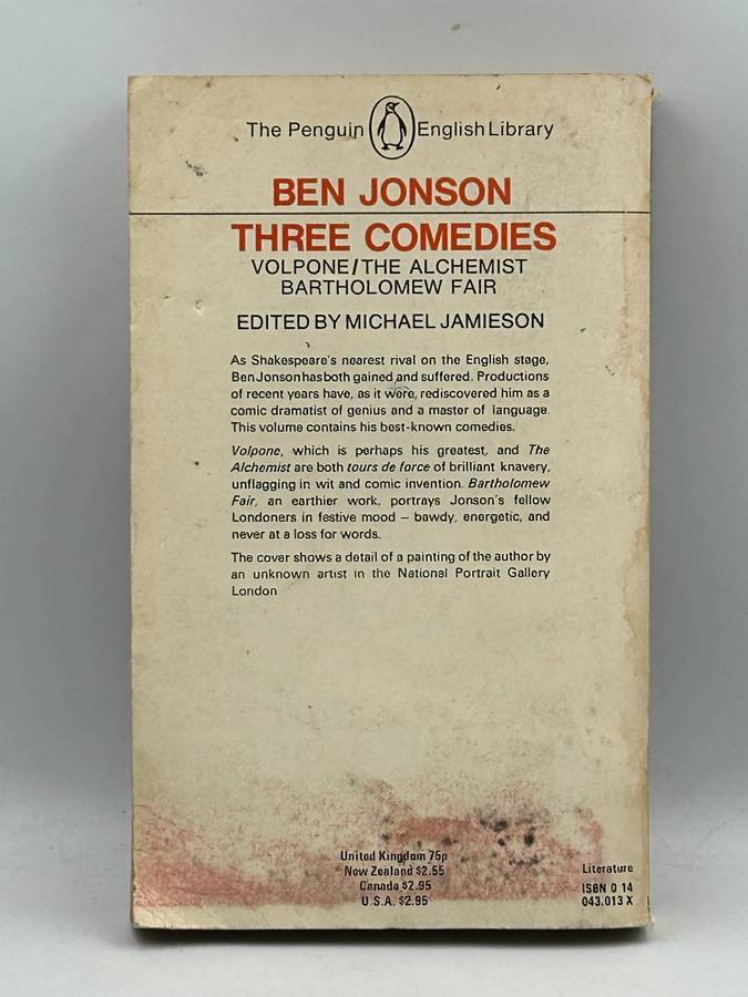Three Comedies by Ben Jonson | Volpone | The Alchemist | Bartholomew Fair