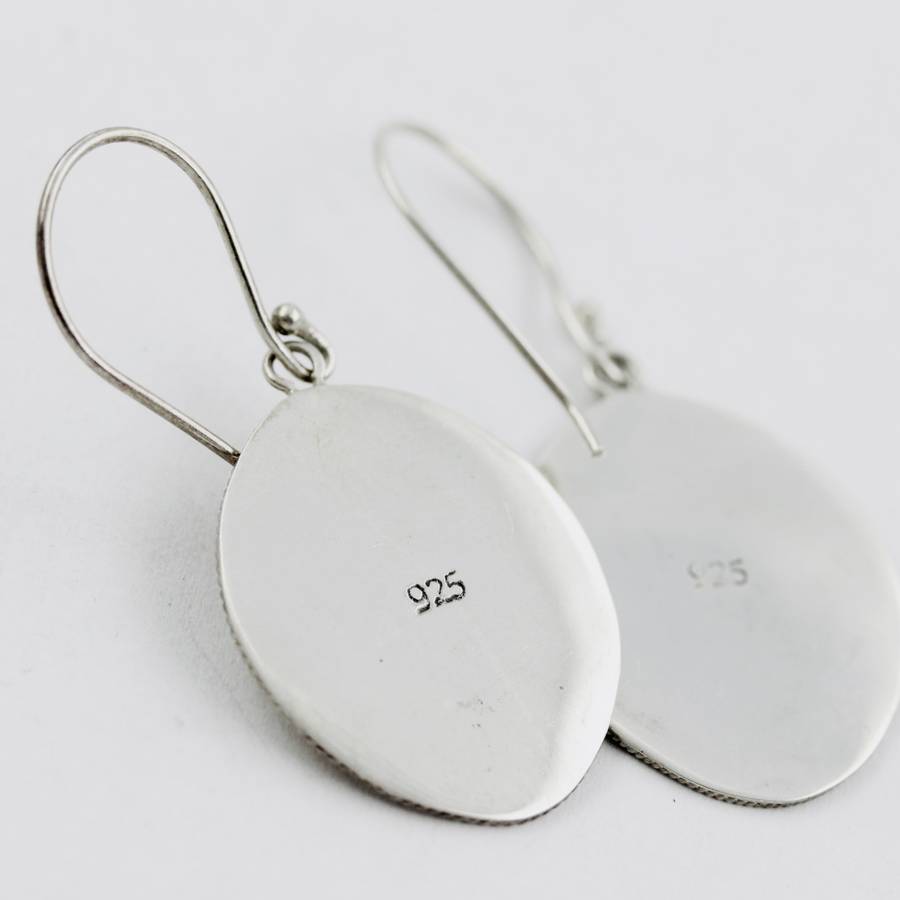 HAND-CRAFTED STERLING SILVER OVAL 'ARMADILLO' HAMMERED FINISH EARRINGS