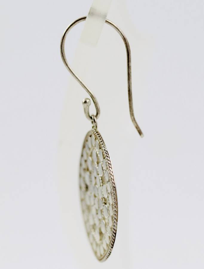 HAND-CRAFTED STERLING SILVER OVAL 'ARMADILLO' HAMMERED FINISH EARRINGS