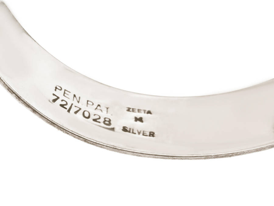 VINTAGE STERLING SILVER BANGLE WITH SAFETY CHAIN "ZEETA" BRAND, SOUTH AFRICA
