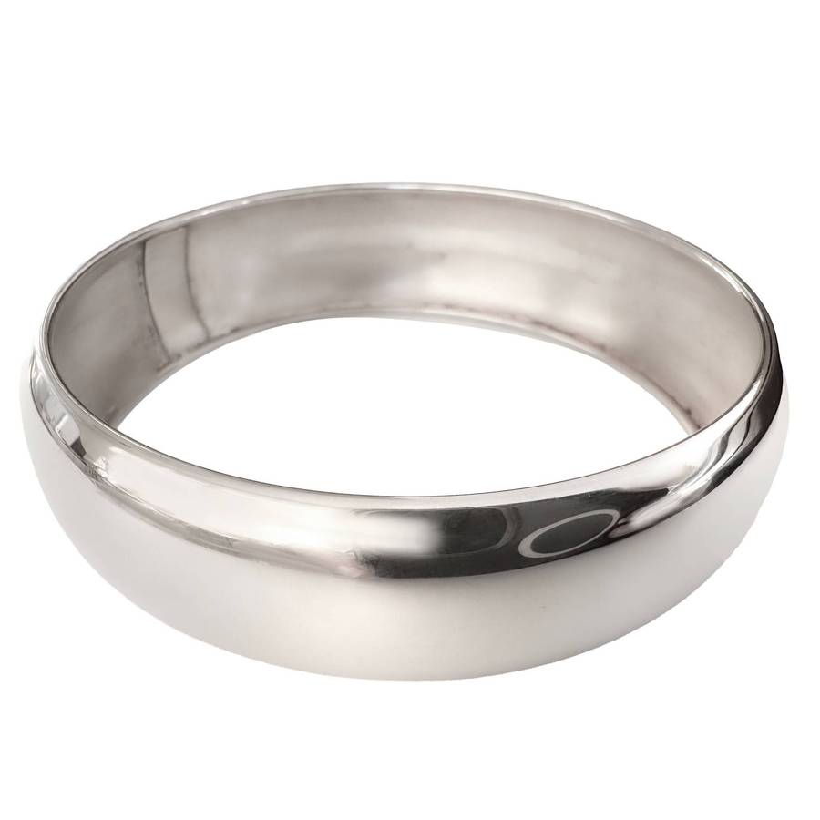 18 mm SOLID POLISHED 925 STERLING SILVER WIDE BANGLE FROM ITALY, SUBTLY CONVEX CURVED. 26g