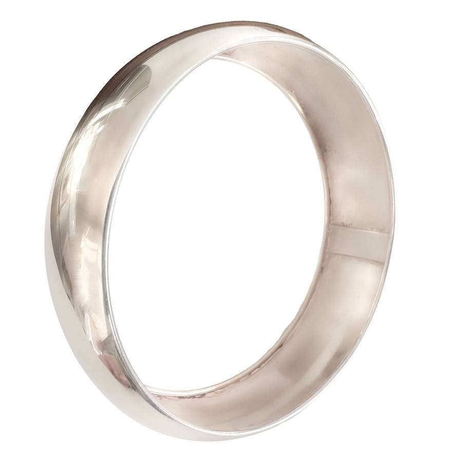 18 mm SOLID POLISHED 925 STERLING SILVER WIDE BANGLE FROM ITALY, SUBTLY CONVEX CURVED. 26g