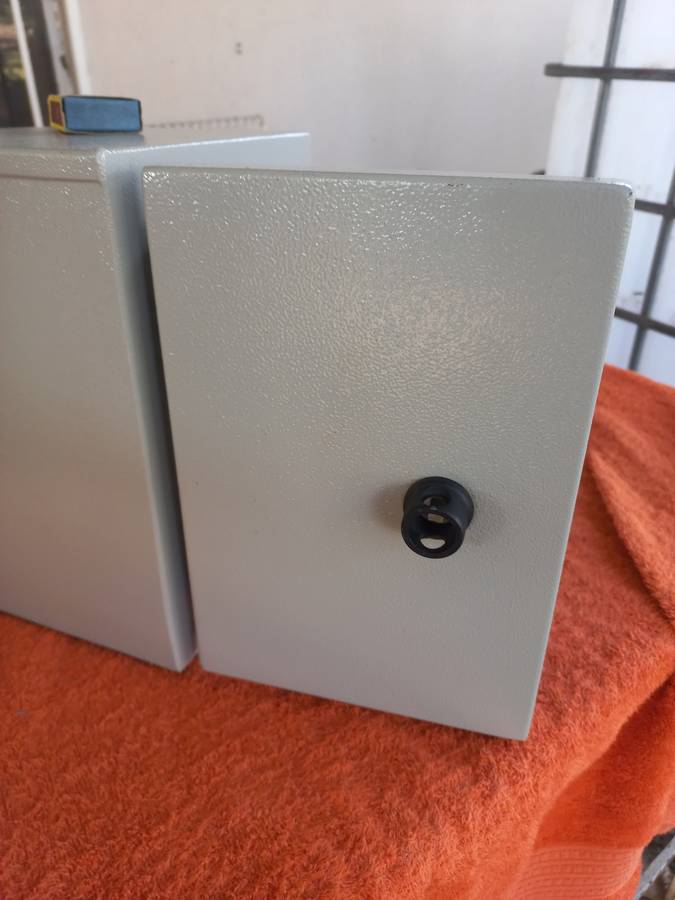 Weatherproof lockable electrical steel box - see description for sizes