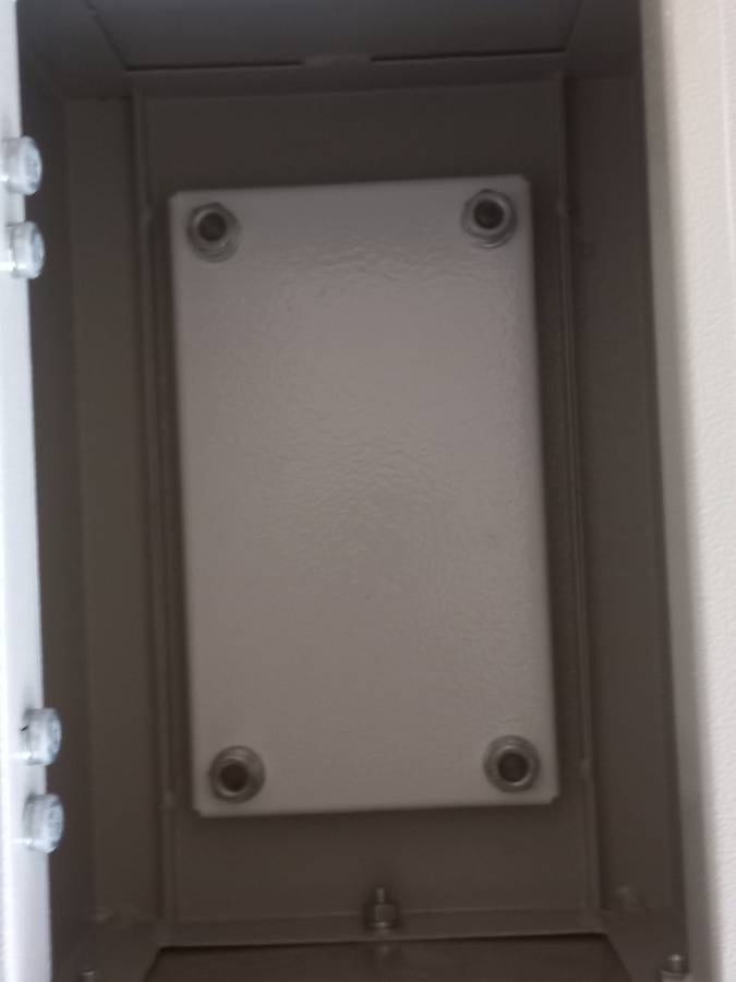 Weatherproof lockable electrical steel box - see description for sizes