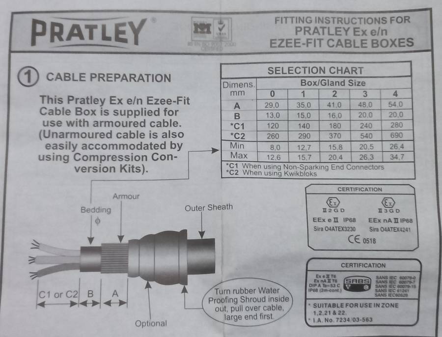 Pratley Ezee-Fit 3way cable box Min outer cable diameter of 26.4mm & max 34.7mm