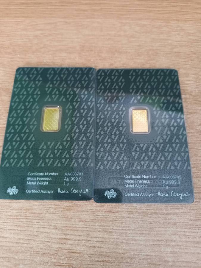1 gram solid gold bar (sell per bar)