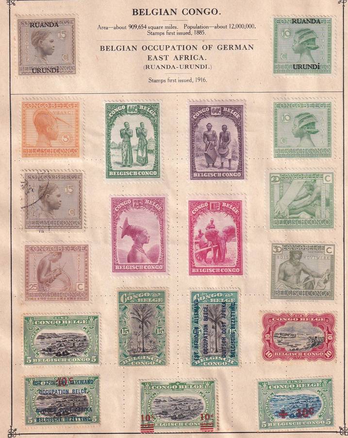 Belgian Congo ,Ethiopie part sets, M/H & used  (note stamp adherence to pages)    ( 6 x SCANS)
