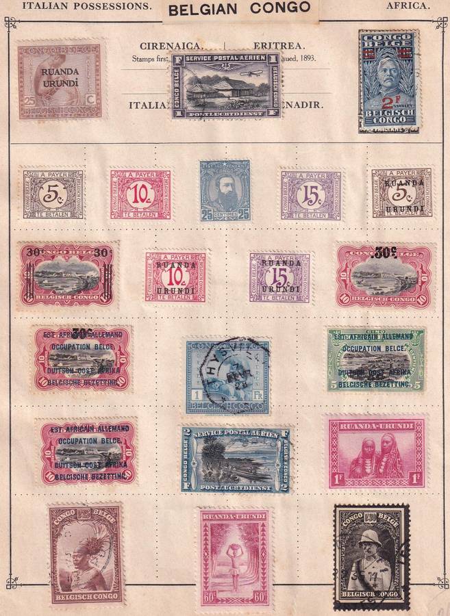 Belgian Congo ,Ethiopie part sets, M/H & used  (note stamp adherence to pages)    ( 6 x SCANS)