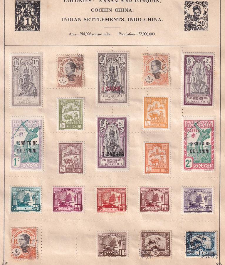 France colonies part sets, M/H & used           (9 X SCANS, note stamp adherence to pages)