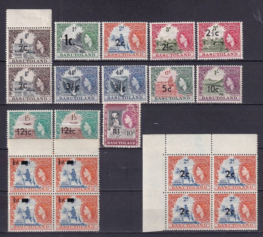 Basutoland 1961 QE part surcharged part set, MNH & M/H         (SACC 58> CV R1000)