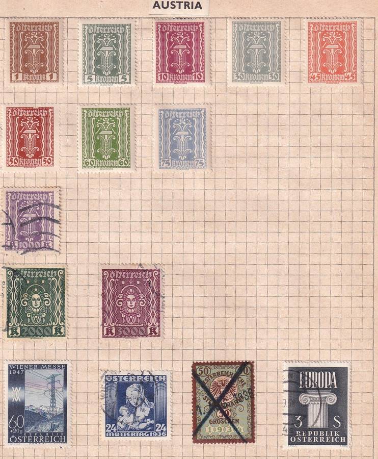 Austria sets & part sets , M/H & used       ( 5 x SCANS, some stamp adherence to pages)