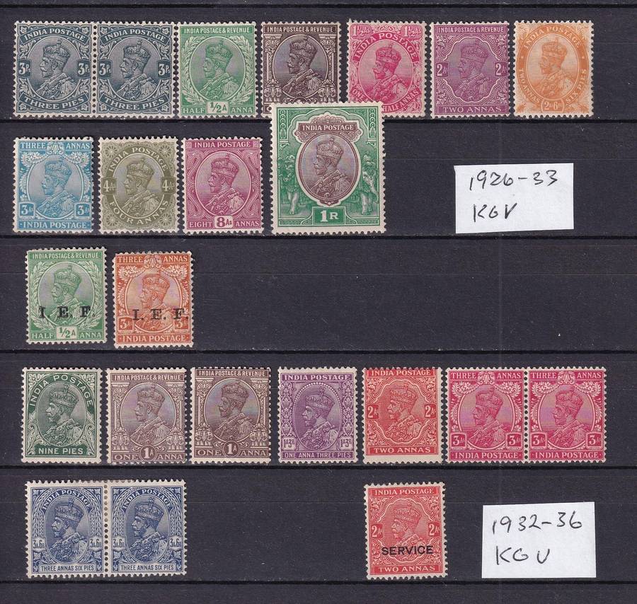 India 1902> KE ,KG V part sets , M/H          (2 X SCANS, SG 121>, CV +£90)