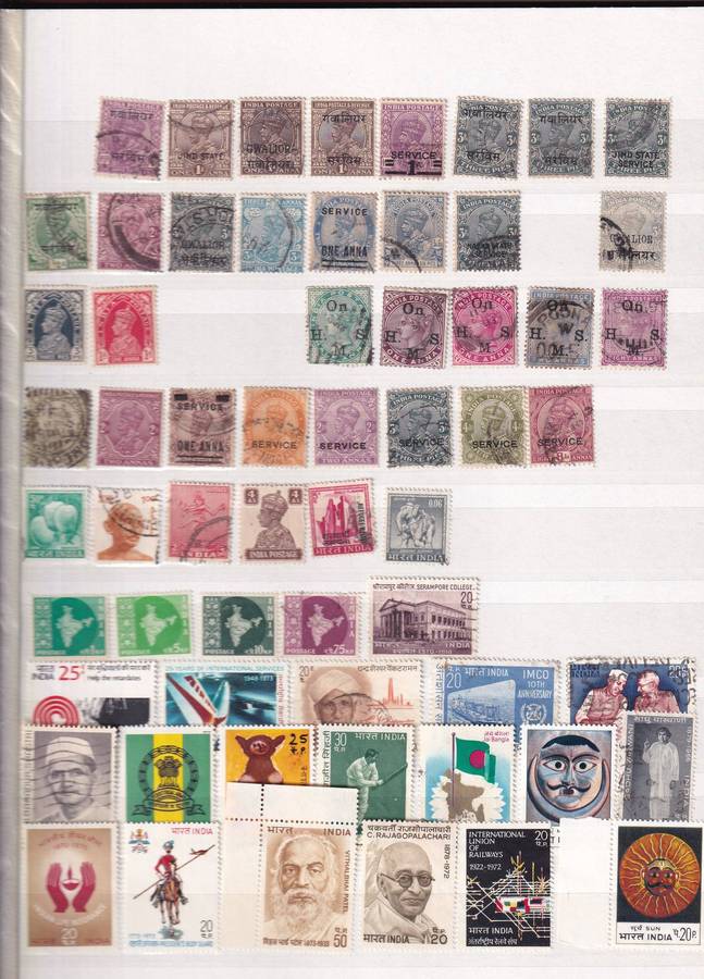 Red 15 page album with India stamps , M/H & used          ( good used condition with faults)