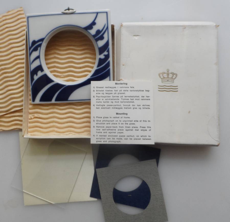 DANISH PORCELAIN PICTURE FRAMES  with backing mounts and glass  , set of 2