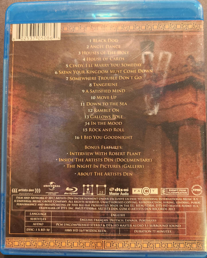 Robert Plant & The Band of Joy - Live From The Artists Den (Blu Ray)