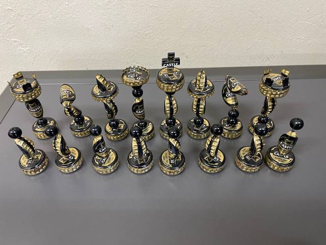Handmade Chess Set - made from beer bottle tops -magnetic