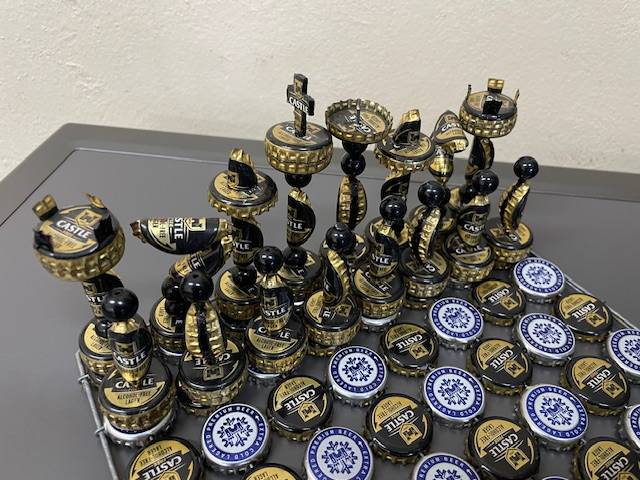 Handmade Chess Set - made from beer bottle tops -magnetic