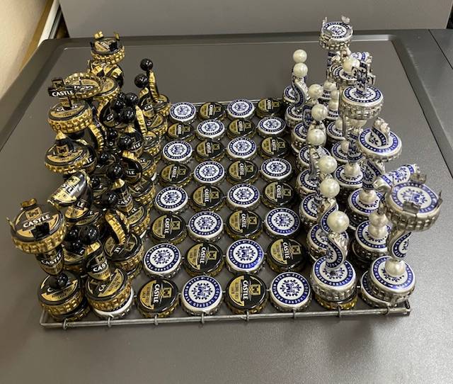 Handmade Chess Set - made from beer bottle tops -magnetic