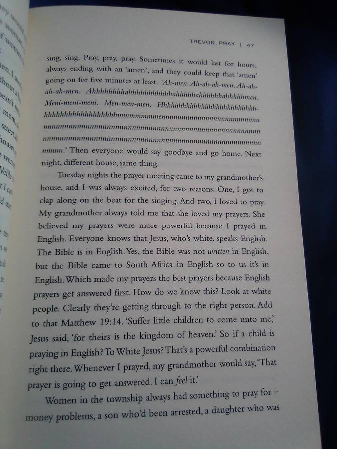 "Born a Crime`  Trevor Noah.  Soft cover.