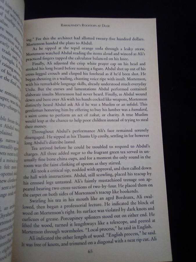 "Three Cups of Tea". Soft copy.