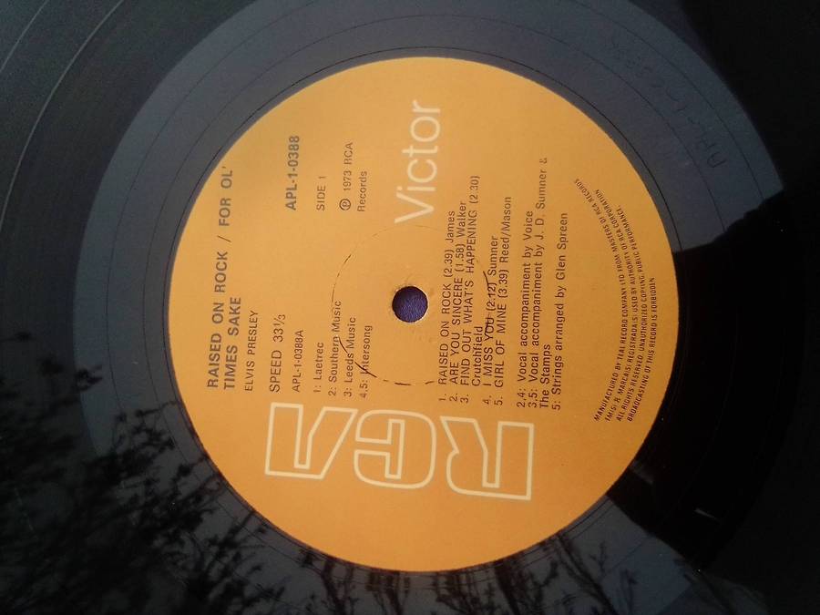 L.P.  "Elvis Presley".  Raised on Rock.  For Ol' Times Sake.  Cover:  Very good. L.P.: Very good.