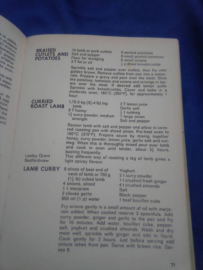 `"Die Huisvroue Liga / The Housewives League Cookery Book" Hard cover.